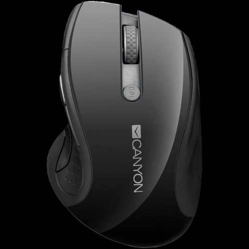 CANYON MW-01, 2.4GHz wireless mouse with 6 buttons, optical tracking - blue LED, DPI 1000/1200/1600, Black pearl glossy, 113x71x39.5mm, 0.07kg