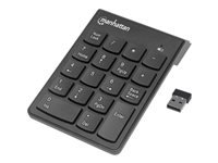 MANHATTAN Numeric Wireless Keypad USB Wireless 18 Full-Size Keys Black USB Micro Receiver