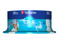VERBATIM inkjet printable CD-R 80 min. / 700 MB 52x 25-pack spindle DataLife Plus, white photo surface