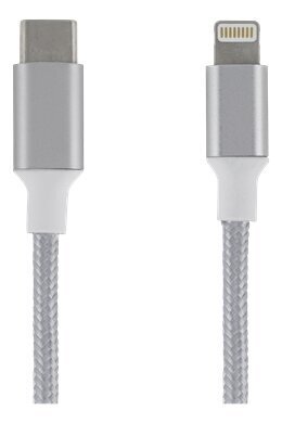  DELTACO EPZI USB-C for Lightning cable, 2m, cloth-clad cable, silver / USBC-1314