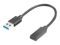 Lanberg - USB adapter - USB Type A (M) to 24 pin USB-C (F) - USB 3.1 Gen1 OTG - 15 cm - black 