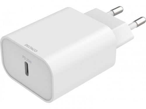 DELTACO USB-C Wall Charger, Power Delivery 25 W, PPS, Samsung Super Fast Charging, white, USBC-AC147
