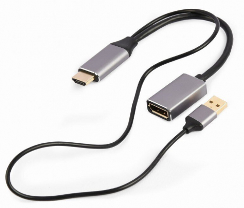 GEMBIRD Adapter - HDMI male to USB (power only), DisplayPort - 10 cm - black - active, 4K 60Hz support 