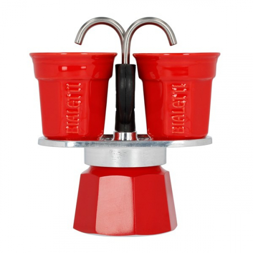 Bialetti Mini Express coffee machine red 2tz + 2 cups