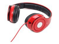 GEMBIRD Folding stereo headphones with inline Microphone Comfortable adjustable headband 3.5 mm stereo plug red