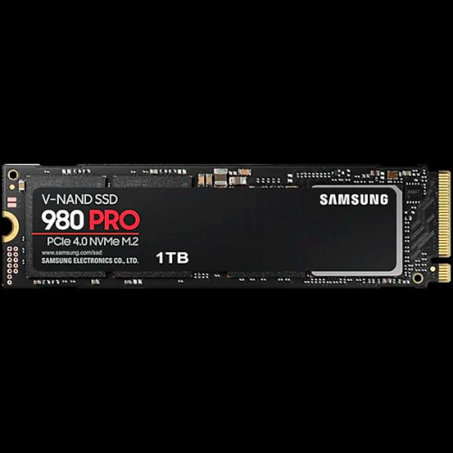 Samsung 980 PRO MZ-V8P1T0BW - SSD - encrypted - 1 TB - internal - M.2 2280 - PCIe 4.0 x4 (NVMe) - buffer: 1 GB - 256-bit AES - TCG Opal Encryption - READ 7000MB/s, WRITE 5000MB/s