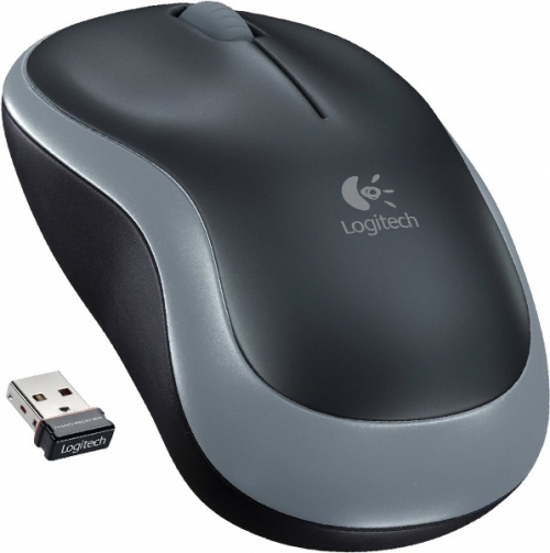  Logitech M185 - Mouse - optical - wireless - 2.4 GHz - USB wireless receiver - grey