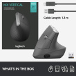 Logitech MX Vertical - Vertical mouse - ergonomic - optical - 6 buttons - wireless, wired - Bluetooth, 2.4 GHz - USB Unifying wireless receiver - graphite 