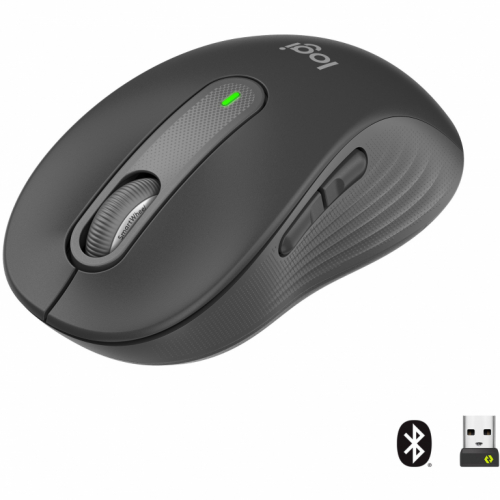 Logitech Signature M650 - Mouse - optical - 5 buttons - wireless - Bluetooth, 2.4 GHz - Logitech Logi Bolt USB receiver - graphite 