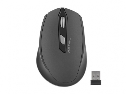 Natec Siskin - Mouse - ergonomic - optical - 6 buttons - wireless - 2.4 GHz - USB wireless receiver - grey, black 