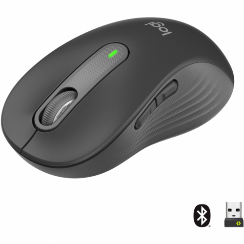 Logitech Signature M650 L - Mouse - large size - optical - 5 buttons - wireless - Bluetooth, 2.4 GHz - Logitech Logi Bolt USB receiver - graphite 