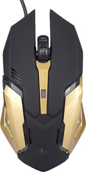 ART AM-98 - Mouse - optical - 6 buttons - wired - USB - black, gold 