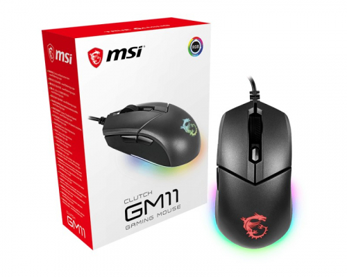 MSI CLUTCH GM11 WHITE Gaming Mouse '2-Zone RGB, upto 5000 DPI, 6 Programmable button, Symmetrical design, OMRON Switches, Center' GAMMISMYS0005