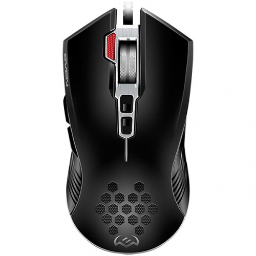 SVEN RX-G850 up to 6400 DPI; Soft Touch; Metal bottom; Braided cable; Gaming software; 3 extra buttons; Lighting; Doubleclick button; Dpi switch button