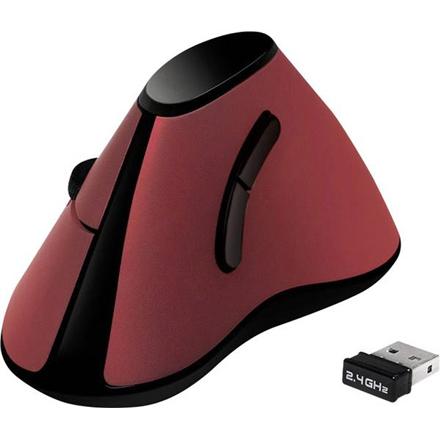 LogiLink Ergonomic Vertical - Vertical mouse - ergonomic - optical - 5 buttons - wireless - 2.4 GHz - USB wireless receiver - red 