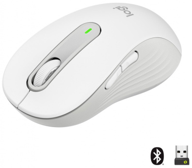 Logitech Signature M650 L - Mouse - large size - optical - 5 buttons - wireless - 2.4 GHz, Bluetooth - Logitech Logi Bolt USB receiver - off-white 