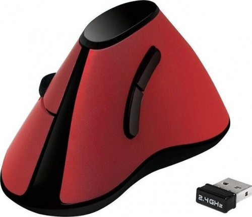 LogiLink Ergonomic Vertical - Vertical mouse - ergonomic - optical - 5 buttons - wireless - 2.4 GHz - USB wireless receiver - red 