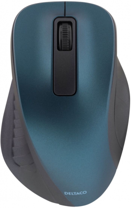 DELTACO MS-708 - Mouse - ergonomic - optical - 3 buttons - wireless - 2.4 GHz - USB wireless receiver - blue 