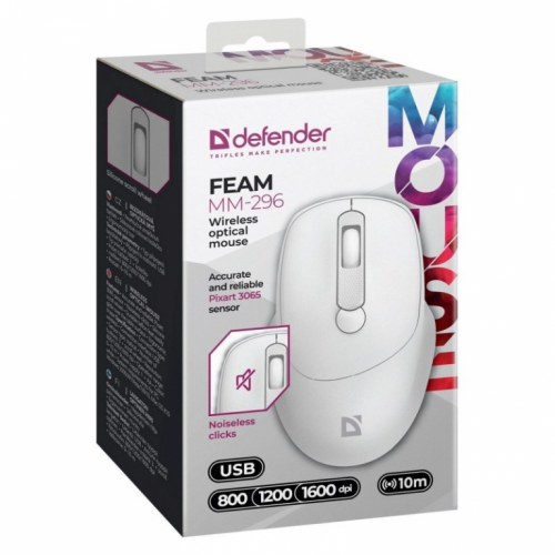 MOUSE DEFENDER FEAM MM-296 RF SILENT WHITE