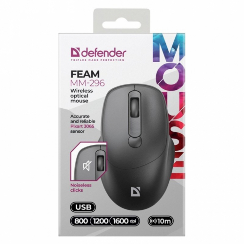 MOUSE DEFENDER FEAM MM-296 RF SILENT BLACK