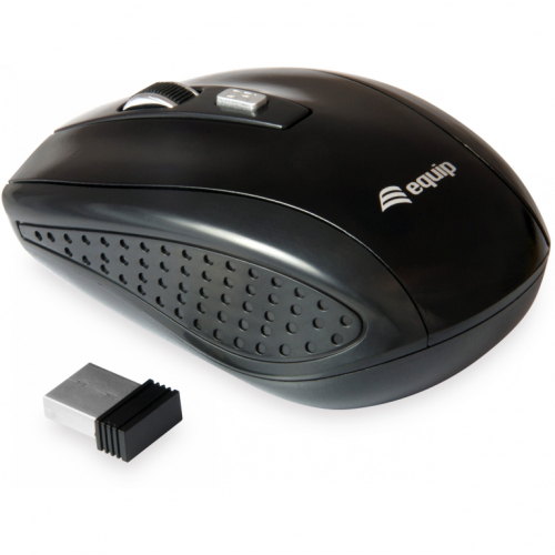 Equip Optische Maus kabellos USB Travel 4 Tasten R+L schwarz