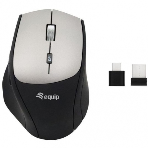 Equip Optische Maus kabellos USB-Komfort USB-C/A R+L schwarz