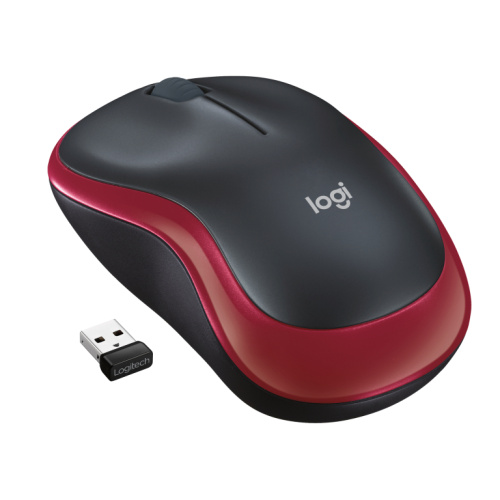 LOGITECH M185 cordless Notebook Mouse USB black red