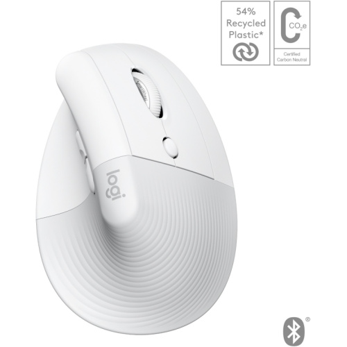 LOGITECH Lift for Mac Vertical mouse ergonomic optical 6 buttons wireless Bluetooth Bolt USB receiver off-white 342861