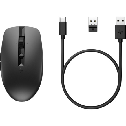 HP 715 Wireless Bluetooth Mouse - Multi-Device, Programmable, 4-way Scrolling, Rechargeable - Black