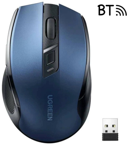 Ugreen MU006 Optical Mouse Wireless USB 2.4GHz / Bluetooth 5.0 4000 DPI - Blue
