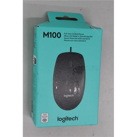 Taastatud. Logitech M100 Optical USB, Black | Logitech Mouse | M100 | Optical | Optical mouse | Wired | Black | DAMAGED PACKAGING