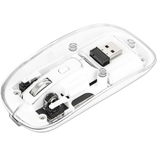 MANHATTAN Funkmaus USB-A 4Tasten RGB LED weiß transparent