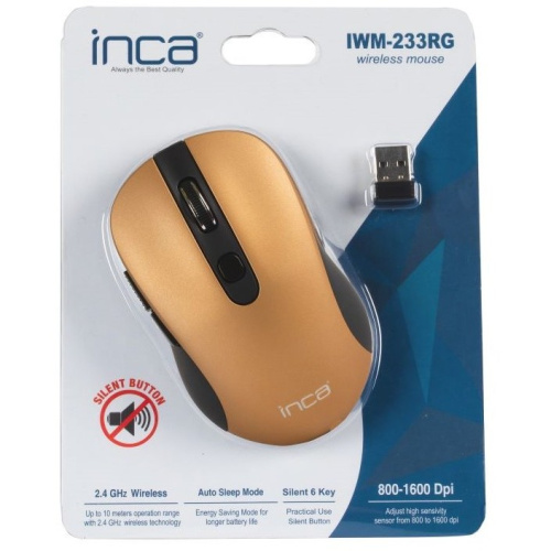 INCA Maus IWM-233RG 1600 DPI,Wirless,6 Tasten,Gold, 2,4GHz