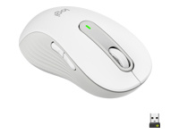 LOGITECH Signature M650 L Mouse large size optical 5 buttons wireless Bluetooth 2.4 GHz Bolt USB receiver off-Valge