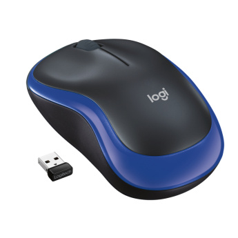 Logitech M185 - Mouse - optical - wireless - 2.4 GHz - USB wireless receiver - blue