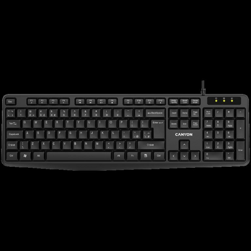 CANYON Wired Keyboard, 104 keys, USB2.0, Black, cable length 1.5m, 443*145*24mm, 0.37kg, Lithuanian/English