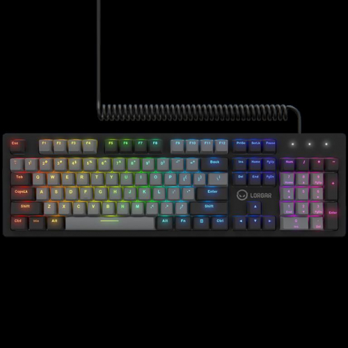 LORGAR Azar 514, Wired mechanical gaming keyboard, RGB backlight, 1680000 colour variations, 18 modes, keys number: 104, 50M clicks, linear dream switches, spring cable up to 3.4m, ABS plastic+metal, magnetic cover, 450*136*39mm, 1.17kg, black, EN layout