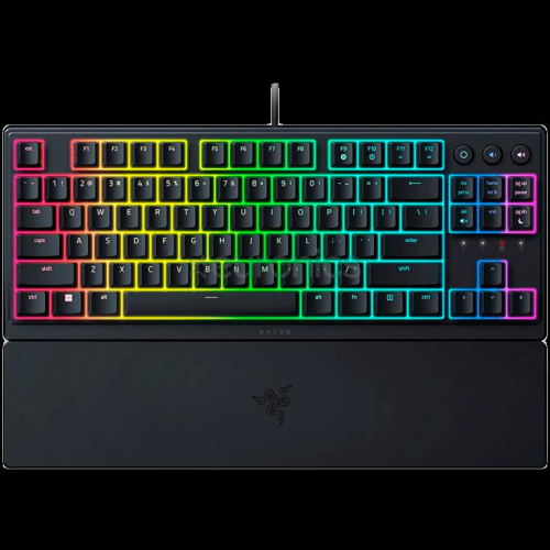 Razer Ornata V3 Tenkeyless, Low Profile Gaming Keyboard, US Layout, 8 Razer Chroma™ RGB Lighting Zones, Dedicated Media Keys, UV-coated ABS Keycaps, 1000 Hz Ultrapolling, Durable spill-resistant design, Braided fiber cable