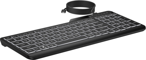 HP 405 Backlit USB-C Wired 24/7 Keyboard, Spill Resistant, Sanitizable, Programmable, Adjustable Tilt and LED brightness - Must - ESTONIAN