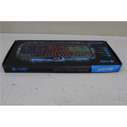 Taastatud. FURY Spitfire Gaming Keyboard, US Layout, Wired, Black DAMAGED PACKAGING | Fury | Gaming Keyboard | Spitfire | Gaming | Wired | US | DAMAGED PACKAGING | 1.8 m | Black | USB 2.0