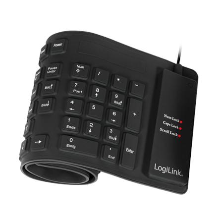 Logilink | Flexible waterproof Keyboard USB + PS/2 | ID0019A | Flexible keyboard | Wired | DE | Black