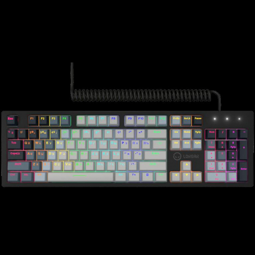 LORGAR Azar 514, Wired mechanical gaming keyboard, RGB backlight, 1680000 colour variations, 18 modes, keys number: 104, 50M clicks, linear dream switches, spring cable up to 3.4m, ABS plastic+metal, magnetic cover, 450*136*39mm, 1.17kg, white, EN+RU