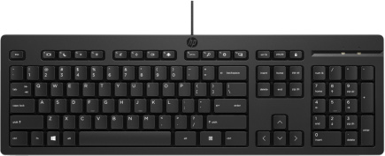 HP 125 G2 USB Wired Keyboard, Sanitizable, Copilot Key - Black - US ENG