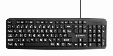BOARD STANDART USB ENG BIG/LETT. BLACK KB-US-103 GEMBIRD