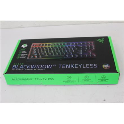 Taastatud. Razer BlackWidow V3 Tenkeyless (Green Switch) Gaming Keyboard, Nordic layout, Wired, Must | Razer BlackWidow V3 | Must | Gaming keyboard | Wired | RGB LED light | NORD | UNPACKED