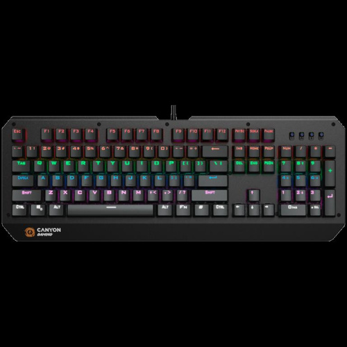 CANYON Hazard GK-6, Wired multimedia gaming keyboard with lighting effect, 108pcs rainbow LED, Numbers 104keys, RU+EN double injection layout, cable length 1.8M, 450.5*163.7*42mm, 0.90kg, color Черный
