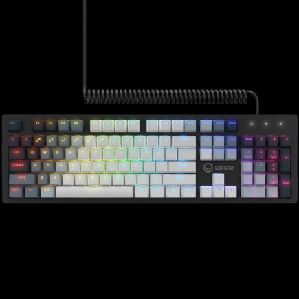 LORGAR Azar 514, Wired mechanical gaming keyboard, RGB backlight, 1680000 colour variations, 18 modes, keys number: 104, 50M clicks, linear dream switches, spring cable up to 3.4m, ABS plastic+metal, magnetic cover, 450*136*39mm, 1.17kg, Valge, EN layout LORGAR Azar 514, Wired mechanical gaming keyboard, RGB backlight, 1680000 colour variations, 18 modes, keys number: 104, 50M clicks, linear dream switches, spring cable up to 3.4m, ABS plastic+metal, magnetic cover, 450*136*39mm, 1.17kg, Valge, EN layout