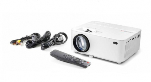 LED projector + Technaxx 50W remote control, built-in speaker (white)