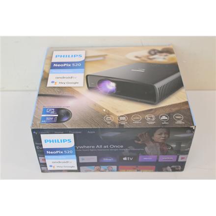 Восстановленный. Philips Neopix 520 Home Projector, 1920x1080, 350lm, 16:9, 3000:1, Black | Philips | Neopix 520 | Full HD (1920x1080) | 350 ANSI lumens | Black | DAMAGED PACKAGING, SCRATCHED CONTROL WHEEL | Lamp warranty 8 month(s) | Wi-Fi