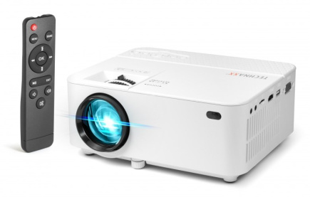 LED projector + Technaxx 50W remote control, built-in speaker (white)
